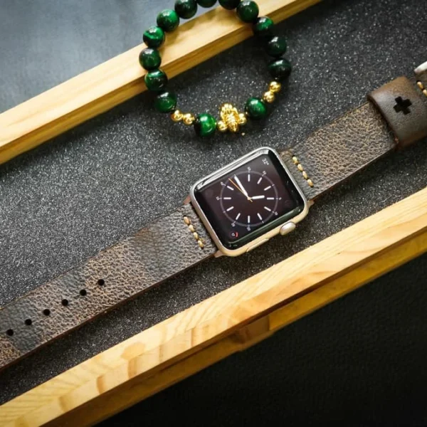 AWBF03-D2 handgefertigt Vintage Leder Uhrenarmband incl. Lugs Adapter für Apple Watch 1 Serie und 2 Serie (oder Apple Watch Sport) 42mm oder 38mm
