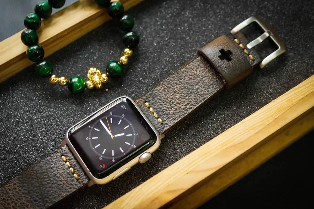 AWBF03-D2 handgefertigt Vintage Leder Uhrenarmband incl. Lugs Adapter für Apple Watch 1 Serie und 2 Serie (oder Apple Watch Sport) 42mm oder 38mm – Bild 2