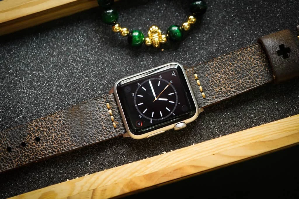 AWBF03-D2 handgefertigt Vintage Leder Uhrenarmband incl. Lugs Adapter für Apple Watch 1 Serie und 2 Serie (oder Apple Watch Sport) 42mm oder 38mm – Bild 3