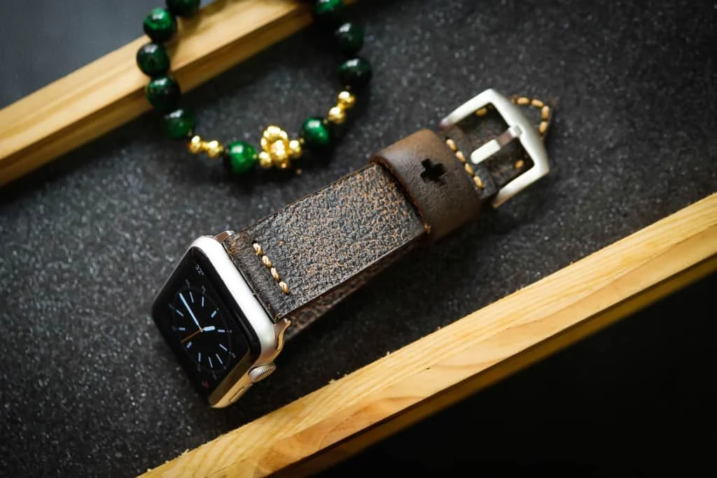 AWBF03-D2 handgefertigt Vintage Leder Uhrenarmband incl. Lugs Adapter für Apple Watch 1 Serie und 2 Serie (oder Apple Watch Sport) 42mm oder 38mm – Bild 5
