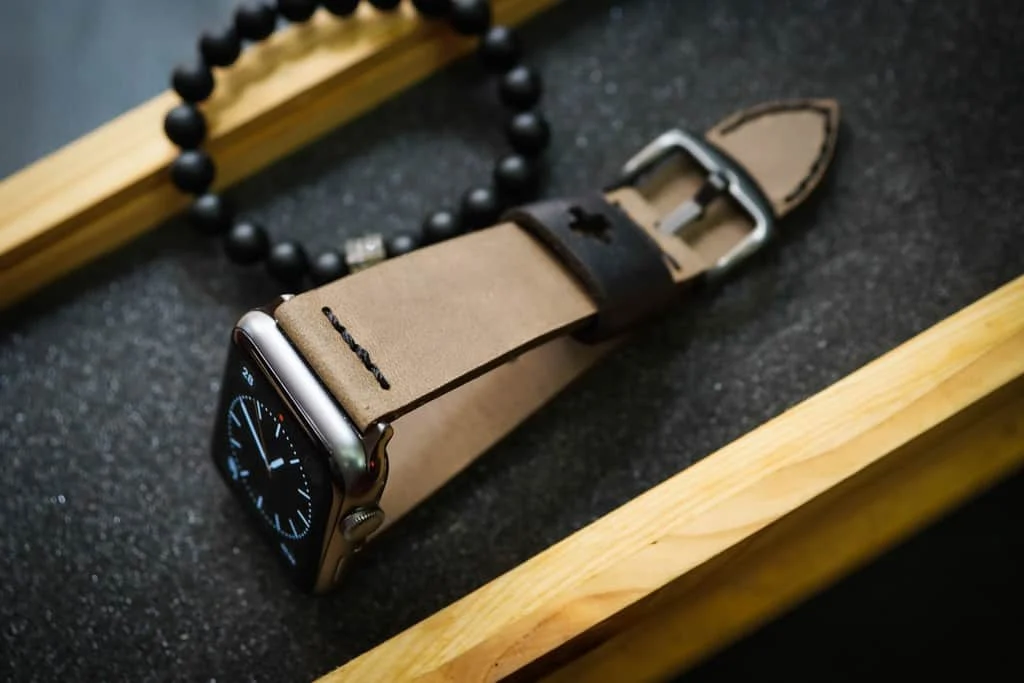 AWBF03-D3 Black handgefertigt Vintage Leder Uhrenarmband incl. Lugs Adapter für Apple Watch 1 Serie und 2 Serie (oder Apple Watch Sport) 42mm oder 38mm – Bild 5