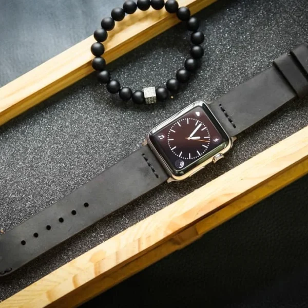 AWBF03-D123 2K Gold handgefertigt Vintage Leder Uhrenarmband incl. Lugs Adapter für Apple Watch 1 Serie und 2 Serie (oder Apple Watch Sport) 42mm oder 38mm