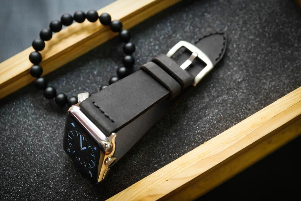 AWBF03-D123 2K Gold handgefertigt Vintage Leder Uhrenarmband incl. Lugs Adapter für Apple Watch 1 Serie und 2 Serie (oder Apple Watch Sport) 42mm oder 38mm – Bild 5