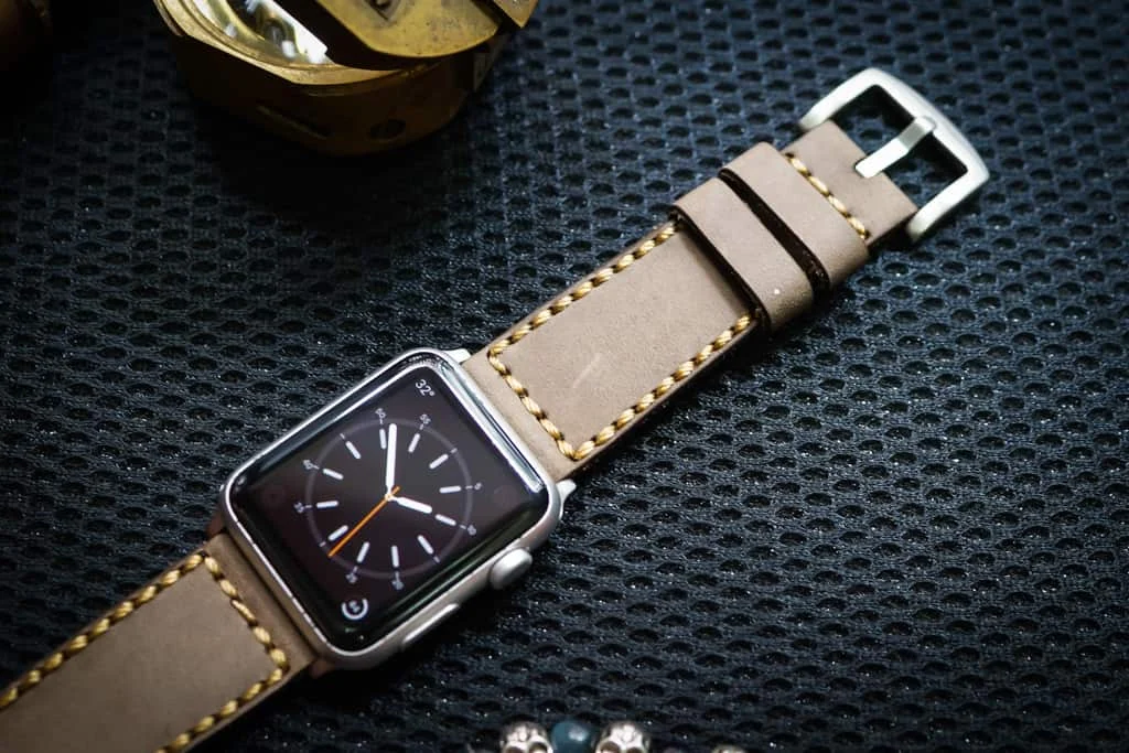 AWBF04-D3 Gold handgefertigt Vintage Leder Uhrenarmband für Apple Watch Serie 1,2,3,4,5,6,7,8,Ultra,SE Uhrenarmband Band – Bild 2