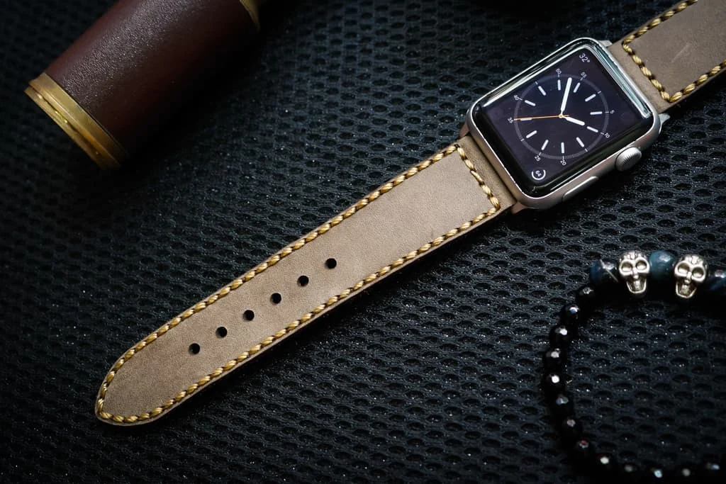 AWBF04-D3 Gold handgefertigt Vintage Leder Uhrenarmband für Apple Watch Serie 1,2,3,4,5,6,7,8,Ultra,SE Uhrenarmband Band – Bild 4