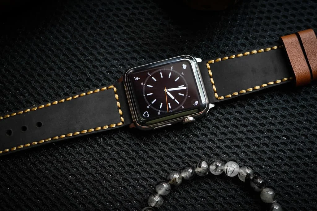 AWBF04-D123 Gold handgefertigt Vintage Leder Uhrenarmband incl. Lugs Adapter für Apple Watch 1 Serie und 2 Serie (oder Apple Watch Sport) 42mm oder 38mm – Bild 3