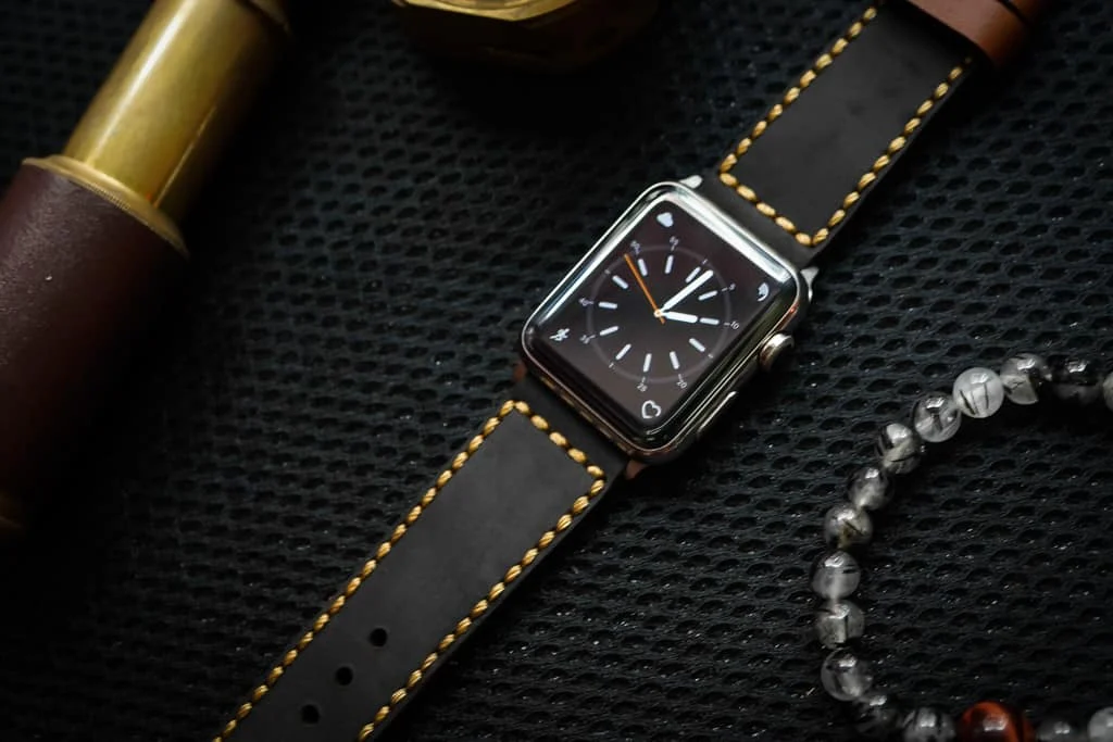 AWBF04-D123 Gold handgefertigt Vintage Leder Uhrenarmband incl. Lugs Adapter für Apple Watch 1 Serie und 2 Serie (oder Apple Watch Sport) 42mm oder 38mm – Bild 6