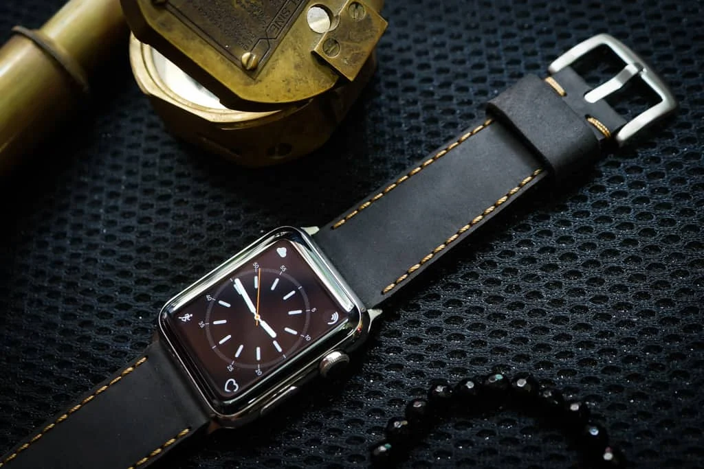 AWBF05-D123 GOLD handgefertigt Vintage Leder Uhrenarmband incl. Lugs Adapter für Apple Watch 1 und 2 (oder Apple Watch Sport) 42mm oder 38mm – Bild 3