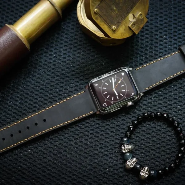 AWBF05-D123 GOLD handgefertigt Vintage Leder Uhrenarmband incl. Lugs Adapter für Apple Watch 1 und 2 (oder Apple Watch Sport) 42mm oder 38mm