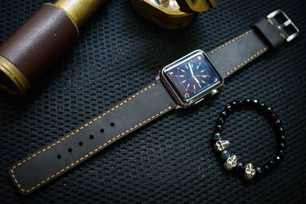 AWBF05-D123 GOLD handgefertigt Vintage Leder Uhrenarmband incl. Lugs Adapter für Apple Watch 1 und 2 (oder Apple Watch Sport) 42mm oder 38mm – Bild 4