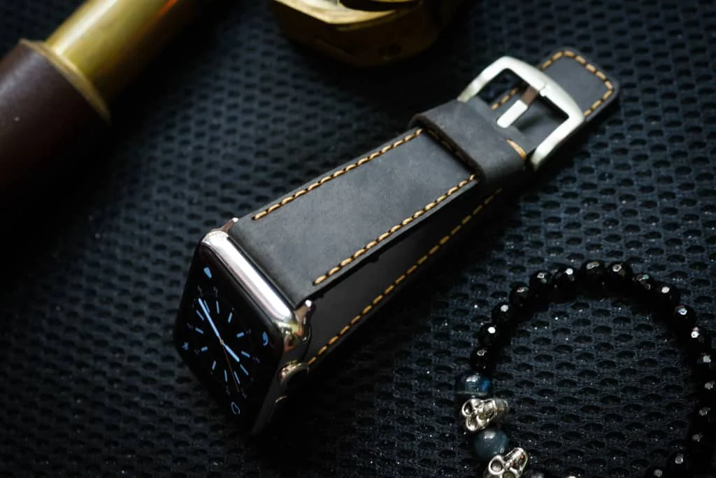 AWBF05-D123 GOLD handgefertigt Vintage Leder Uhrenarmband incl. Lugs Adapter für Apple Watch 1 und 2 (oder Apple Watch Sport) 42mm oder 38mm – Bild 5