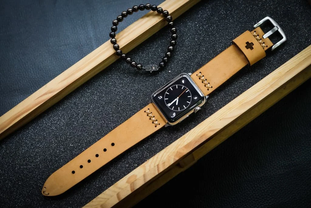 AWBF08-D4 handgefertigt Vintage Leder Uhrenarmband für Apple Watch Serie 1,2,3,4,5,6,7,8,Ultra,SE Uhrenarmband Band