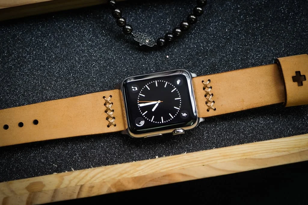 AWBF08-D4 handgefertigt Vintage Leder Uhrenarmband für Apple Watch Serie 1,2,3,4,5,6,7,8,Ultra,SE Uhrenarmband Band – Bild 3
