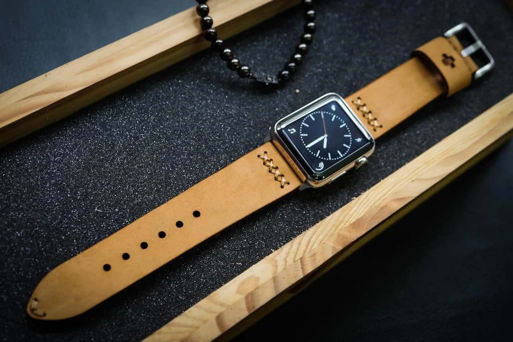 AWBF08-D4 handgefertigt Vintage Leder Uhrenarmband für Apple Watch Serie 1,2,3,4,5,6,7,8,Ultra,SE Uhrenarmband Band – Bild 4