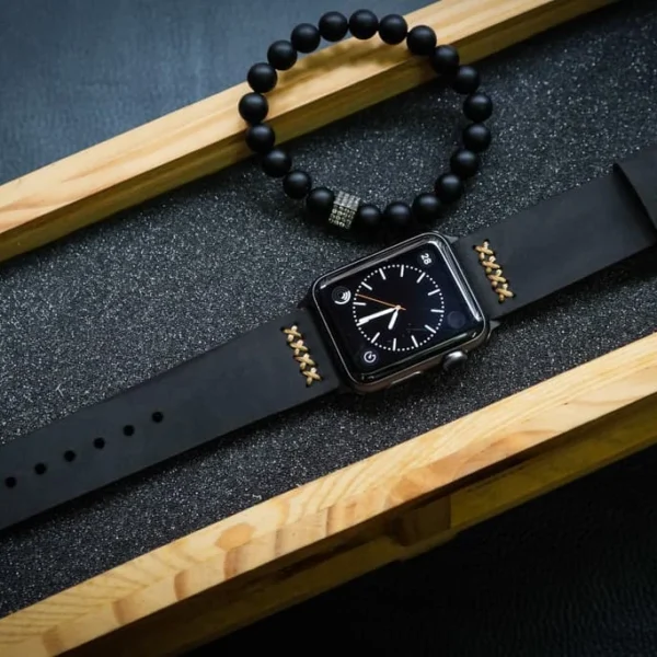AWBF08-D123 Gold handgefertigt Vintage Leder Uhrenarmband für Apple Watch Serie 1,2,3,4,5,6,7,8,Ultra,SE Uhrenarmband Band
