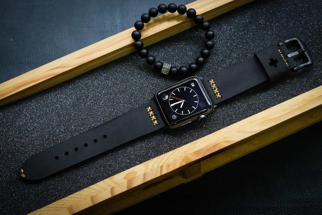 AWBF08-D123 Gold handgefertigt Vintage Leder Uhrenarmband für Apple Watch Serie 1,2,3,4,5,6,7,8,Ultra,SE Uhrenarmband Band