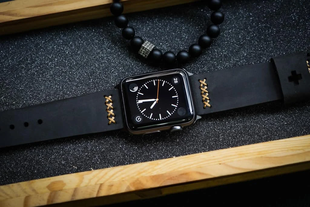 AWBF08-D123 Gold handgefertigt Vintage Leder Uhrenarmband für Apple Watch Serie 1,2,3,4,5,6,7,8,Ultra,SE Uhrenarmband Band – Bild 2