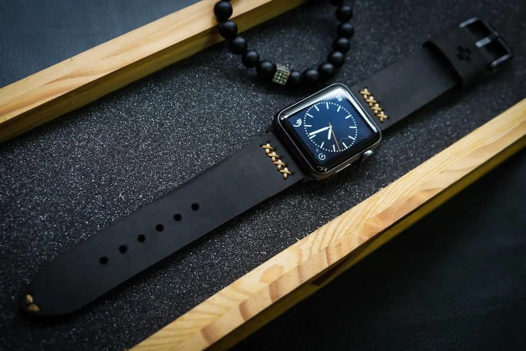 AWBF08-D123 Gold handgefertigt Vintage Leder Uhrenarmband für Apple Watch Serie 1,2,3,4,5,6,7,8,Ultra,SE Uhrenarmband Band – Bild 4
