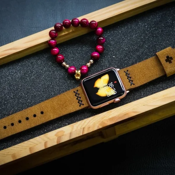 AWBF08a-DLN-BLACK handgefertigt Vintage Leder Uhrenarmband incl. Lugs Adapter für Apple Watch 1 und 2 (oder Apple Watch Sport) 42mm oder 38mm