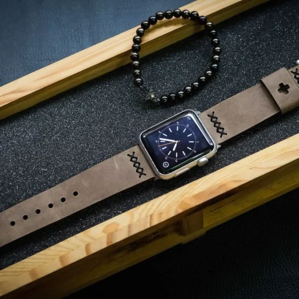 AWBF08a-D3 handgefertigt Vintage Leder Uhrenarmband incl. Lugs Adapter für Apple Watch 1 Serie und 2 Serie (oder Apple Watch Sport) 42mm oder 38mm