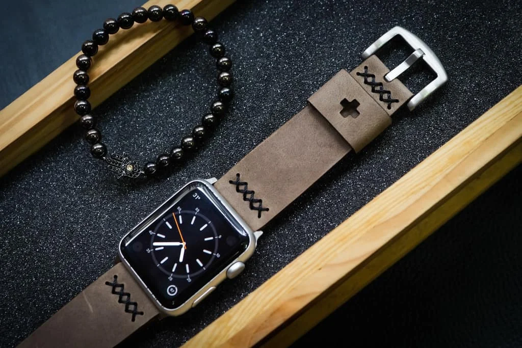 AWBF08a-D3 handgefertigt Vintage Leder Uhrenarmband incl. Lugs Adapter für Apple Watch 1 Serie und 2 Serie (oder Apple Watch Sport) 42mm oder 38mm – Bild 2