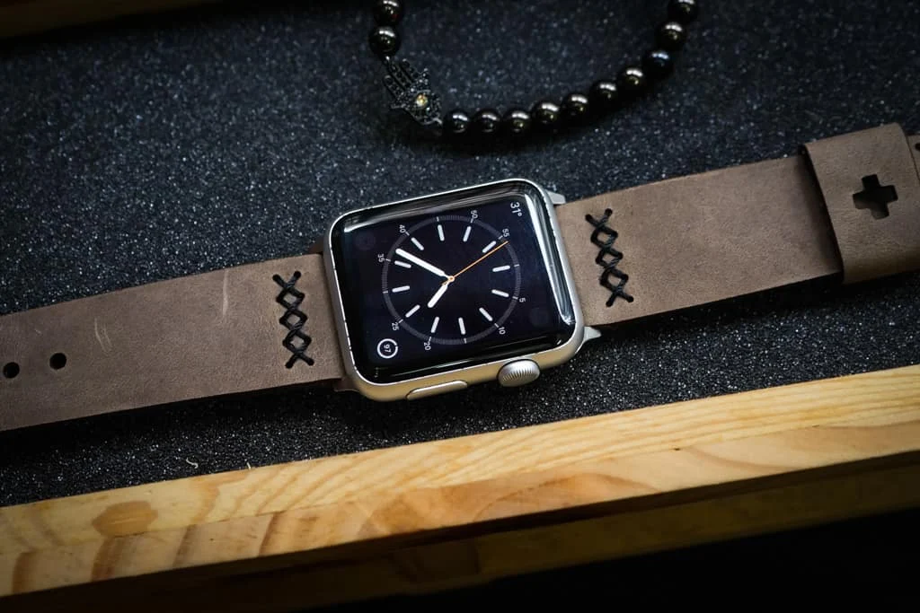 AWBF08a-D3 handgefertigt Vintage Leder Uhrenarmband incl. Lugs Adapter für Apple Watch 1 Serie und 2 Serie (oder Apple Watch Sport) 42mm oder 38mm – Bild 3