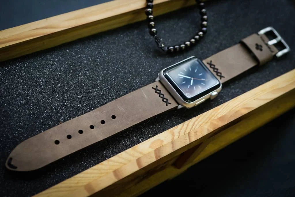 AWBF08a-D3 handgefertigt Vintage Leder Uhrenarmband incl. Lugs Adapter für Apple Watch 1 Serie und 2 Serie (oder Apple Watch Sport) 42mm oder 38mm – Bild 4