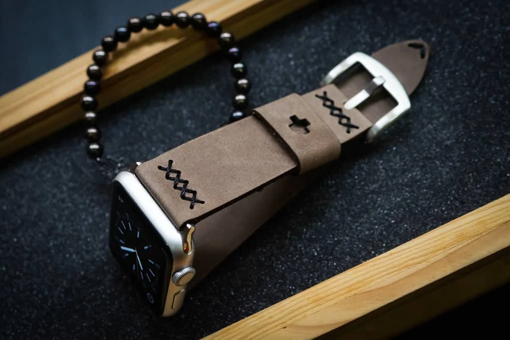 AWBF08a-D3 handgefertigt Vintage Leder Uhrenarmband incl. Lugs Adapter für Apple Watch 1 Serie und 2 Serie (oder Apple Watch Sport) 42mm oder 38mm – Bild 5