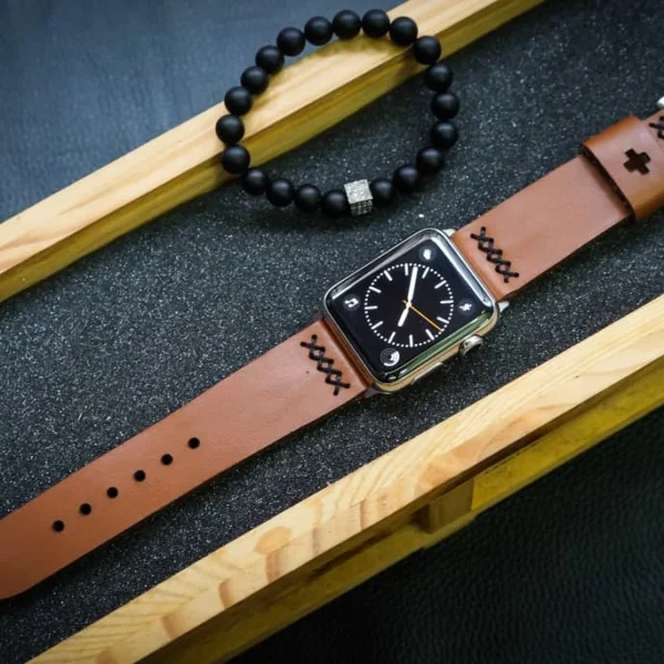 AWBF08-D60 handgefertigt Vintage Leder Uhrenarmband für Apple Watch Serie 1,2,3,4,5,6,7,8,Ultra,SE Uhrenarmband Band