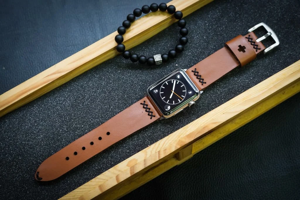AWBF08-D60 handgefertigt Vintage Leder Uhrenarmband für Apple Watch Serie 1,2,3,4,5,6,7,8,Ultra,SE Uhrenarmband Band