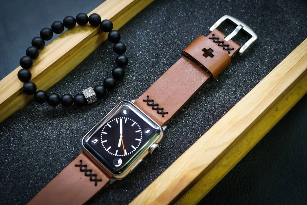 AWBF08-D60 handgefertigt Vintage Leder Uhrenarmband für Apple Watch Serie 1,2,3,4,5,6,7,8,Ultra,SE Uhrenarmband Band – Bild 2