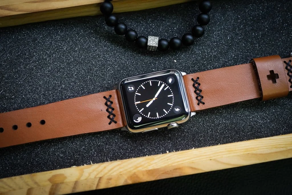 AWBF08-D60 handgefertigt Vintage Leder Uhrenarmband für Apple Watch Serie 1,2,3,4,5,6,7,8,Ultra,SE Uhrenarmband Band – Bild 3