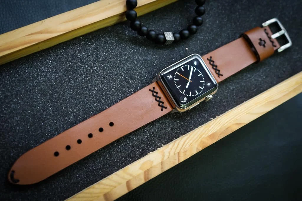 AWBF08-D60 handgefertigt Vintage Leder Uhrenarmband für Apple Watch Serie 1,2,3,4,5,6,7,8,Ultra,SE Uhrenarmband Band – Bild 4