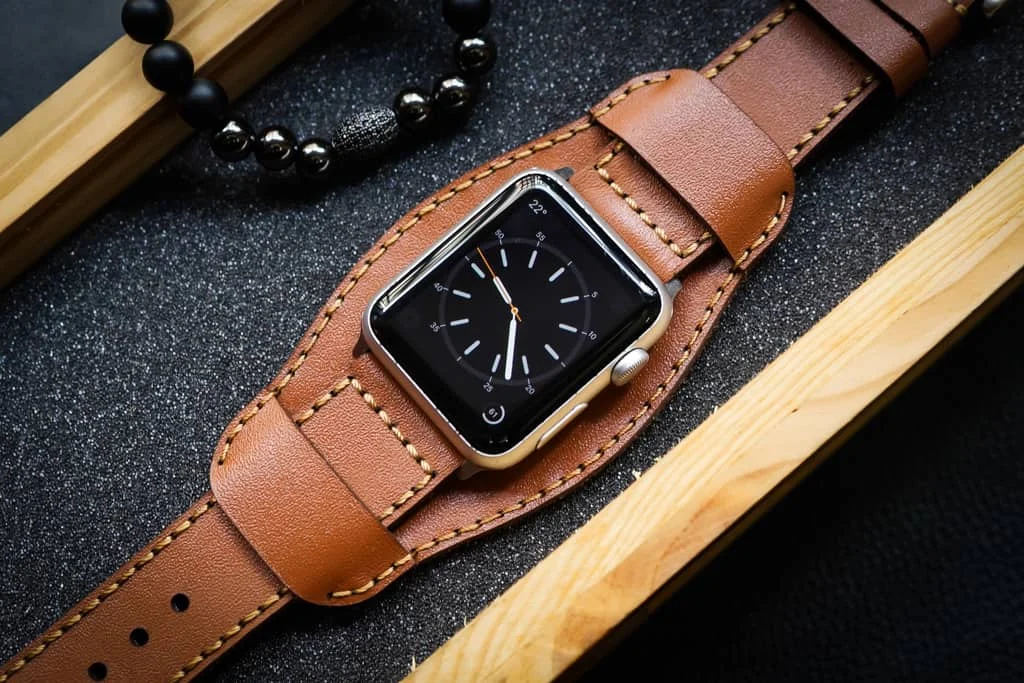 AWBF009-D60 Cuff handgefertigt Vintage Leder Uhrenarmband incl. Lugs Adapter für Apple Watch 1 Serie und 2 Serie (oder Apple Watch Sport) 42mm oder 38mm – Bild 2