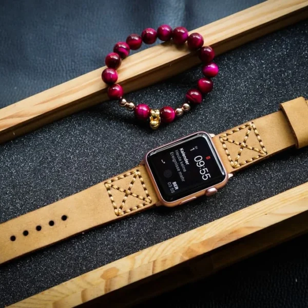 AWBF014-D04 handgefertigt Vintage Leder Uhrenarmband für Apple Watch Serie 1,2,3,4,5,6,7,8,Ultra,SE Uhrenarmband Band