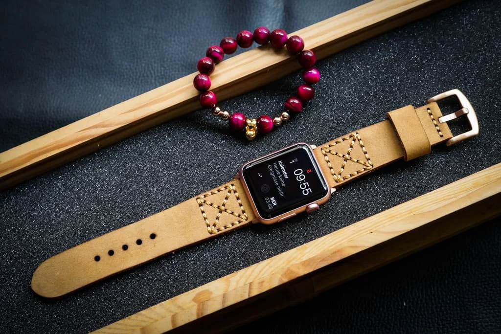 AWBF014-D04 handgefertigt Vintage Leder Uhrenarmband für Apple Watch Serie 1,2,3,4,5,6,7,8,Ultra,SE Uhrenarmband Band