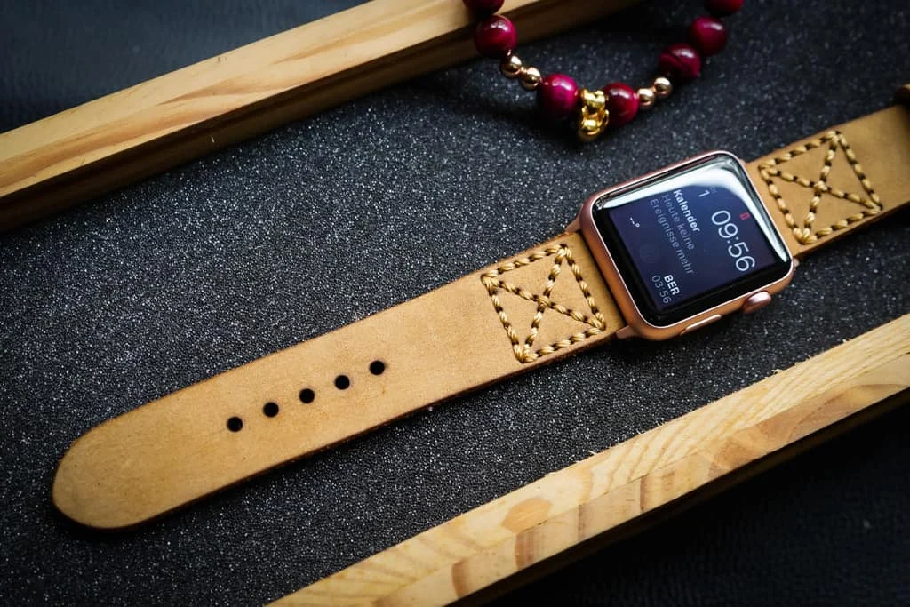 AWBF014-D04 handgefertigt Vintage Leder Uhrenarmband für Apple Watch Serie 1,2,3,4,5,6,7,8,Ultra,SE Uhrenarmband Band – Bild 4