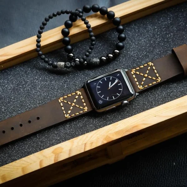 AWBF014-D05 handgefertigt Vintage Leder Uhrenarmband für Apple Watch Serie 1,2,3,4,5,6,7,8,Ultra,SE Uhrenarmband Band