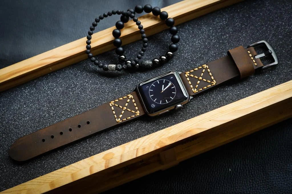 AWBF014-D05 handgefertigt Vintage Leder Uhrenarmband für Apple Watch Serie 1,2,3,4,5,6,7,8,Ultra,SE Uhrenarmband Band