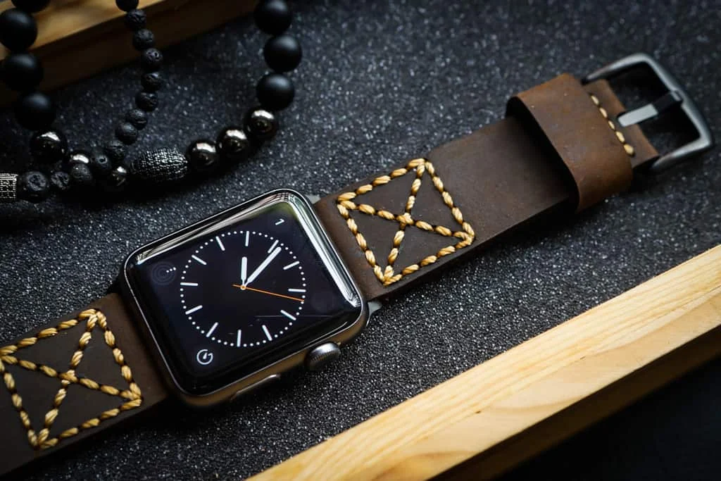 AWBF014-D05 handgefertigt Vintage Leder Uhrenarmband für Apple Watch Serie 1,2,3,4,5,6,7,8,Ultra,SE Uhrenarmband Band – Bild 2