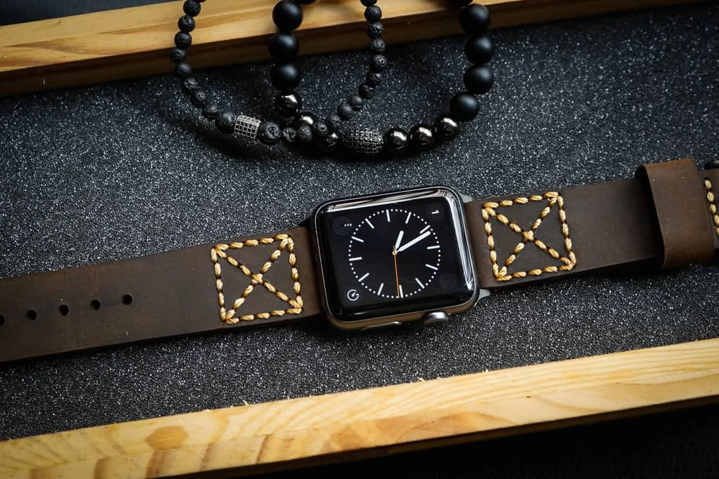 AWBF014-D05 handgefertigt Vintage Leder Uhrenarmband für Apple Watch Serie 1,2,3,4,5,6,7,8,Ultra,SE Uhrenarmband Band – Bild 3