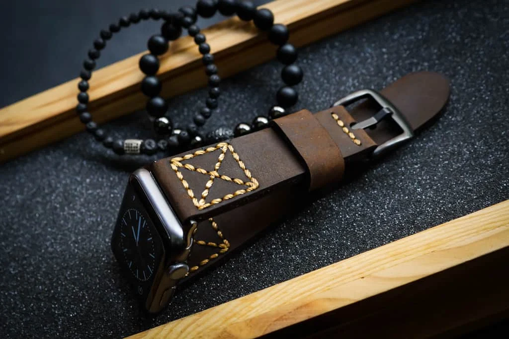 AWBF014-D05 handgefertigt Vintage Leder Uhrenarmband für Apple Watch Serie 1,2,3,4,5,6,7,8,Ultra,SE Uhrenarmband Band – Bild 5