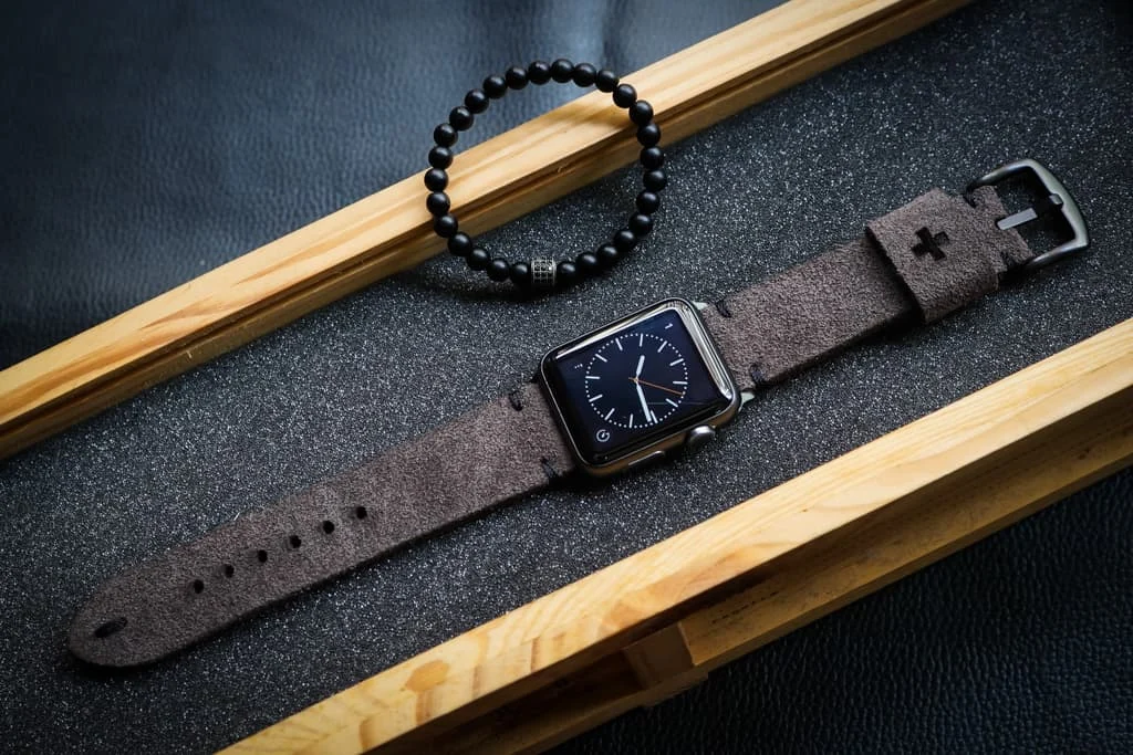 AWBF015-DLX handgefertigt Vintage Leder Uhrenarmband für Apple Watch Serie 1,2,3,4,5,6,7,8,Ultra,SE Uhrenarmband Band