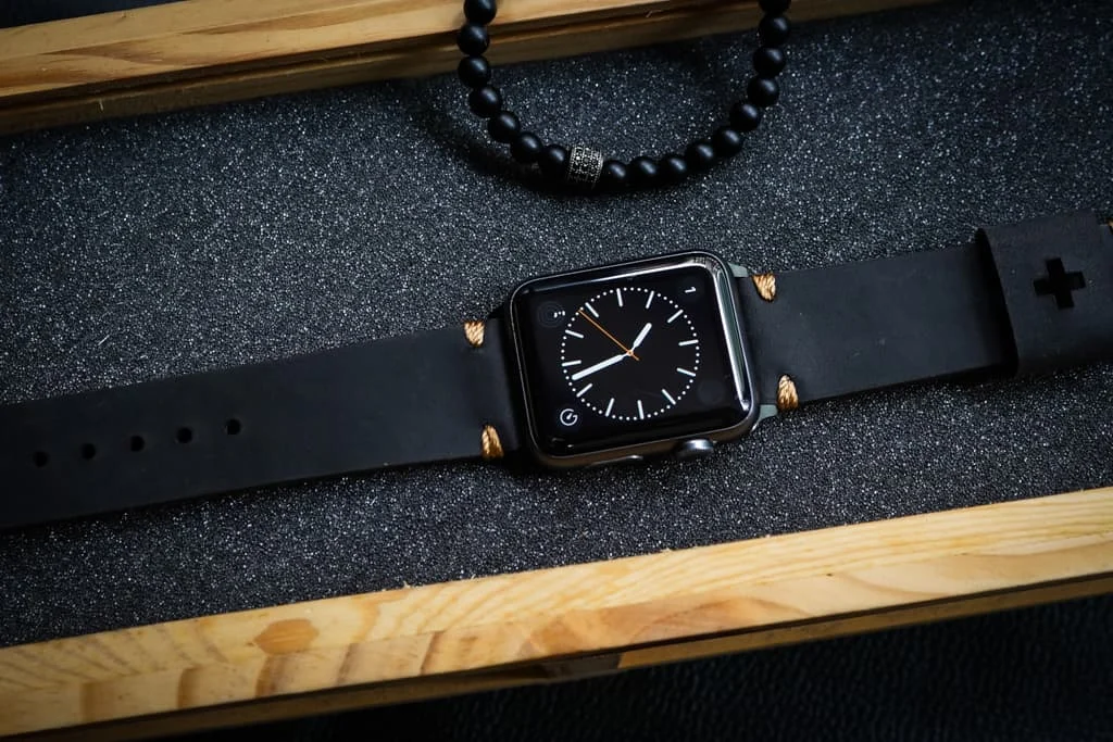 AWBF015-D123 Gold handgefertigt Vintage Leder Uhrenarmband incl. Lugs Adapter für Apple Watch 1 Serie und 2 Serie (oder Apple Watch Sport) 42mm oder 38mm – Bild 3
