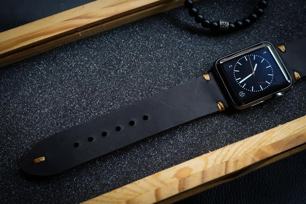 AWBF015-D123 Gold handgefertigt Vintage Leder Uhrenarmband incl. Lugs Adapter für Apple Watch 1 Serie und 2 Serie (oder Apple Watch Sport) 42mm oder 38mm – Bild 4