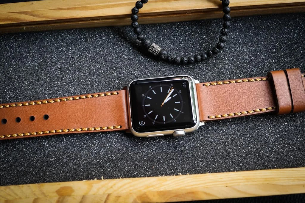 AWBF018-D60 handgefertigt Vintage Leder Uhrenarmband für Apple Watch Serie 1,2,3,4,5,6,7,8,Ultra,SE Uhrenarmband Band – Bild 3