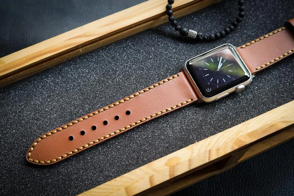 AWBF018-D60 handgefertigt Vintage Leder Uhrenarmband für Apple Watch Serie 1,2,3,4,5,6,7,8,Ultra,SE Uhrenarmband Band – Bild 4