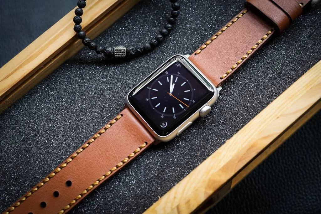 AWBF018-D60 handgefertigt Vintage Leder Uhrenarmband für Apple Watch Serie 1,2,3,4,5,6,7,8,Ultra,SE Uhrenarmband Band – Bild 5