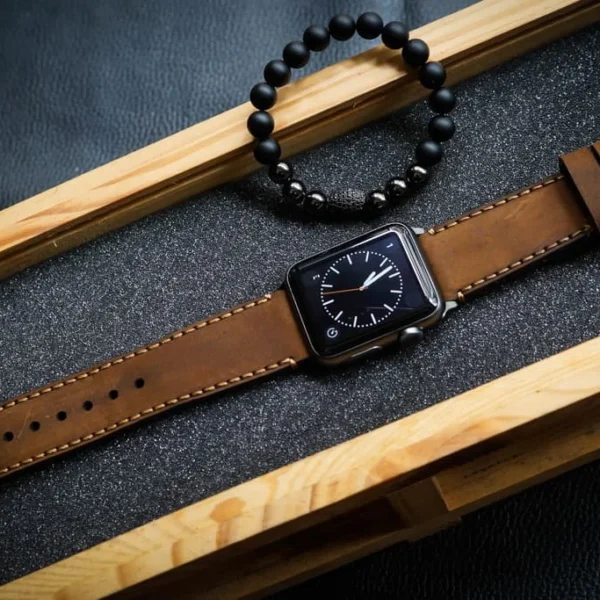 AWBF018-D5 handgefertigt Vintage Leder Uhrenarmband für Apple Watch Serie 1,2,3,4,5,6,7,8,Ultra,SE Uhrenarmband Band