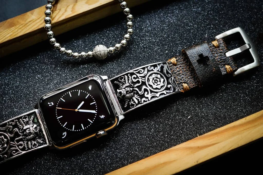 Samurai Silver Plated Pendants Apple Watch Strap Band ( 2pieces) for Panerai or Apple Watch Series 1,2,3,4,5,6,7,SE – image 2